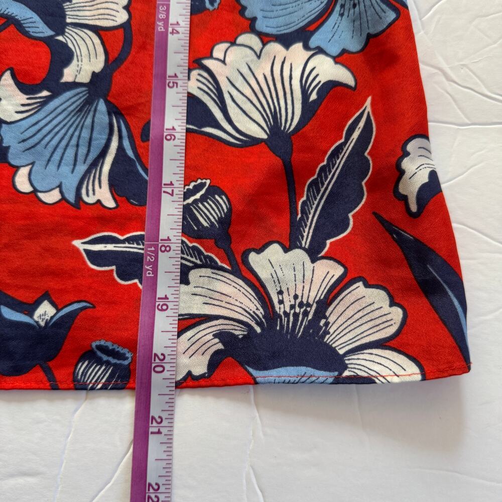 J. Crew Top Women's Red Floral Pattern Spaghetti Strap Sleeveless Sz‎ 10 - Picture 6 of 8